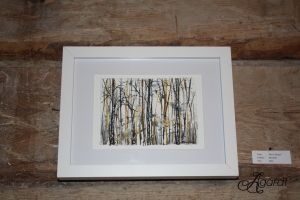 Akvarell "Birch forest" upphängd på helgens utställning. (Såld)